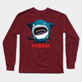 Shark Week (razor teeth shark character) Long Sleeve T-Shirt